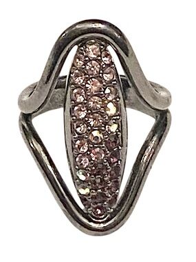 Purple Rhinestone Pave Gunmetal Ring size 8